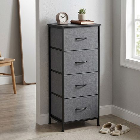 Commode, 4 Tiroirs en Tissu Non-tissé, pour Chambre, Gris (1/5)