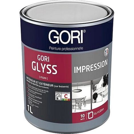 Peinture glycéro blanche pour murs et plafonds – Excellent pouvoir opacifiant – Conditionnement 1 Litre – Rendement 9 m²/L – Gori