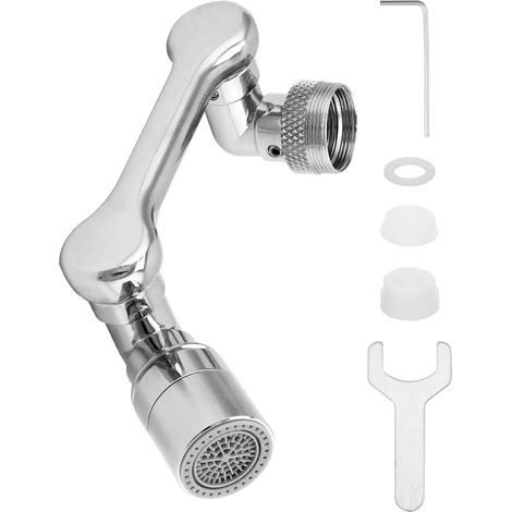 Aérateur de robinet pivotant, robinet rotatif à 1080 °, rallonge de robinet, pour la fixation du robinet de salle de bain de cuisine, mode double (1/5)