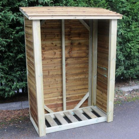 Heavy Duty Logstore Outdoor Fire Wood Kindling and Log Shelter - Timber - L60 x W120 x H180 cm - Minimal Assembly Required (1/2)