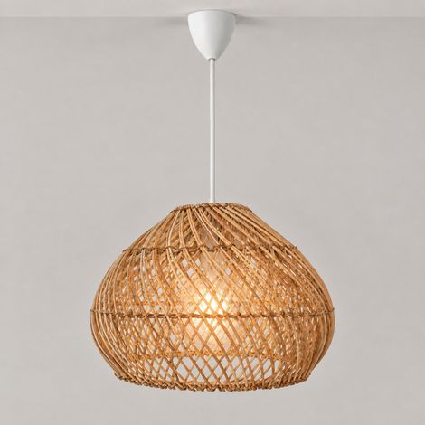 Lámpara Colgante De Ratán "SIENA" - E27 - Ø40 Cm - Blanco (1/5)