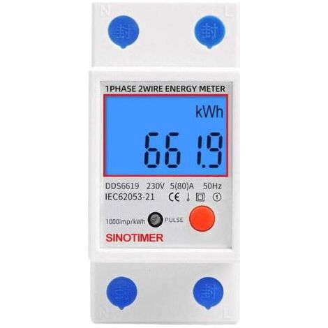 Sous compteur électrique monophasé 80A – Affichage LCD – Indicateur de consommation – Installation modulaire dans tableau électrique (1/4)