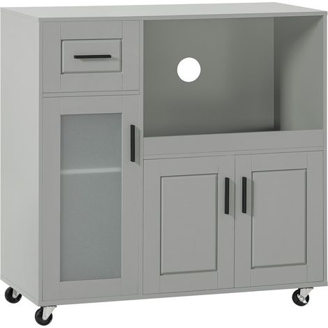 SoBuy Sideboard Microwave Cabinet Kitchen Cupboard on Wheels,FSB78-HG