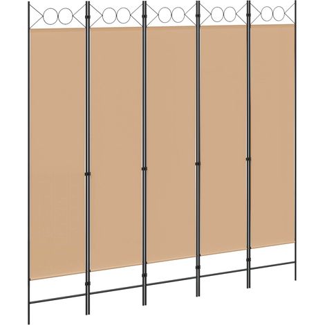 Biombos de 5 Paneles Beige 200 x 200 cm Tela vidaXL