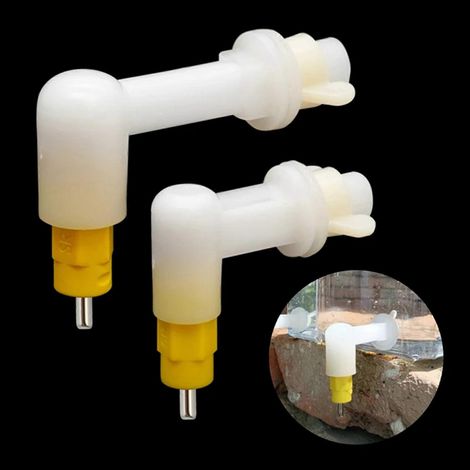 Lot de 20 abreuvoirs automatiques à tétine pour lapins, poules et poussins, étanches, à ressort, faciles à installer. (1/5)