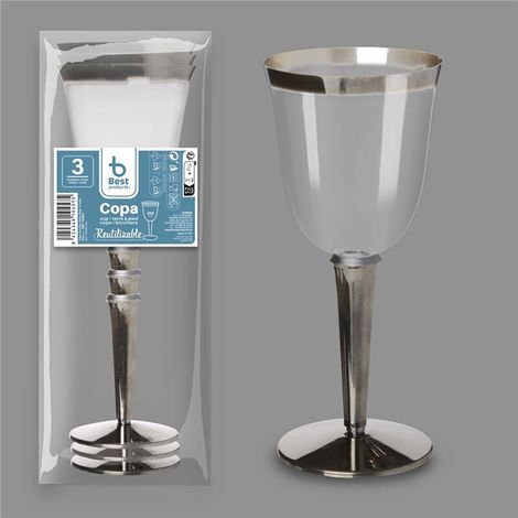 Bicchiere da vino riutilizzabile, 3 pezzi. Capacità 250 ml