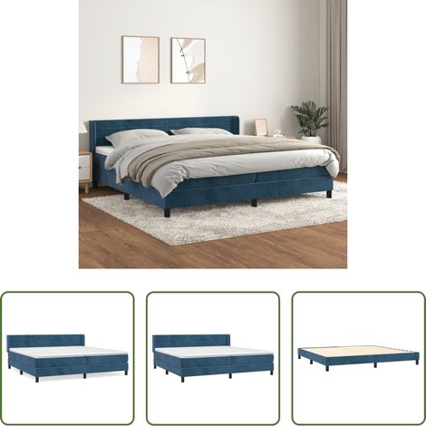 Matratze - Boxspringbett mit Matratze Dunkelblau 200x200 cm Samt (1/5)