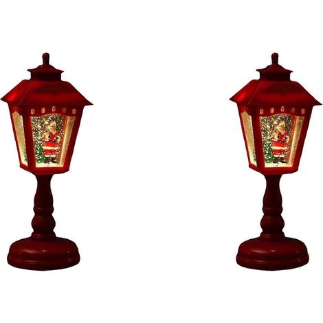 Lot de 2 décorations de Noël : veilleuse lumineuse en cristal, ornements de Noël, lampe de table, décoration de Noël pour la maison, rouge. (1/4)