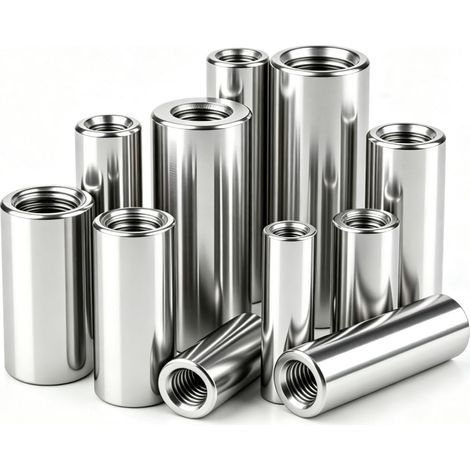 12 Pièces Manchons Filetés Ronds, M5x30x8mm, Écrous Long en Acier Écrous de Raccordement Rond M5, Écrous à tige filetée, Ecrou Manchon, Ecrou Cylindrique Long Entretoise, pour Machine, Meuble (1/5)