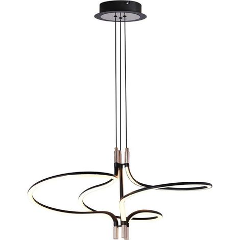 Lámpara colgante LED V-TAC de 30 W, diseño moderno, metal, negro dorado, 1200 x 560 mm, blanco cálido.