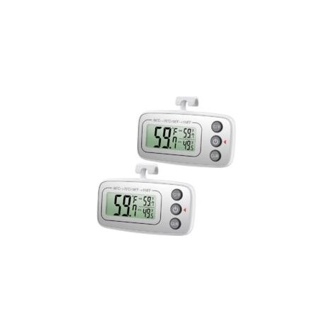 Termometro per frigorifero, confezione da 2 termometri digitali per congelatore, termometro per frigorifero migliorato con ampio schermo LCD, magnetico, max/min per cucina, casa, ristoranti - Argento 