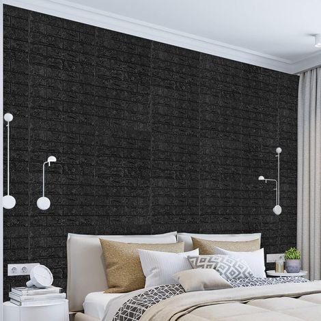 Panneau Mural Auto-Adhésif - Pierre Fausse - Brique 3D - En Mousse XPE - 35 x 38,5 cm - Pour Intérieur - 10 Pièces (1/5)