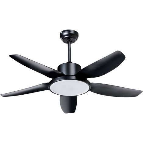 Ventilador de techo moderno con mando a distancia iluminación LED material sintético negro Louvet