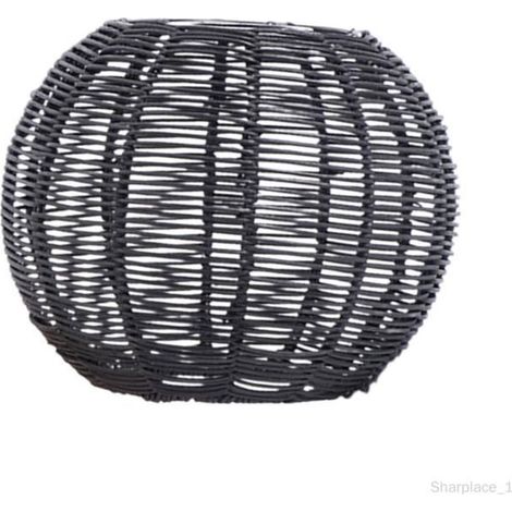 Schwarzer Rattan-Lampenschirm – Einzelstück handgewebt – Zeitgenössisches Design – Ohne Leuchtmittel