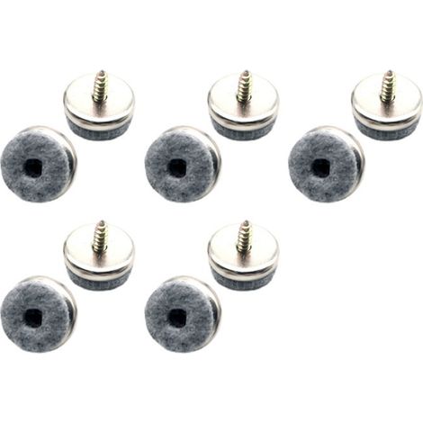 Patin à visser avec base en métal, patin pour pieds de meubles, table et chaise, protection de sol, diamètre 20 mm - Feutre gris (1/4)