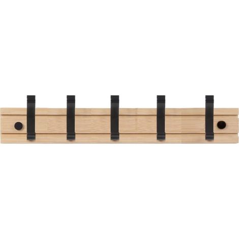 Kleiderständer mit 5 Haken, robuster Kleider- und Hutständer aus Bambus (50 cm) (1/5)