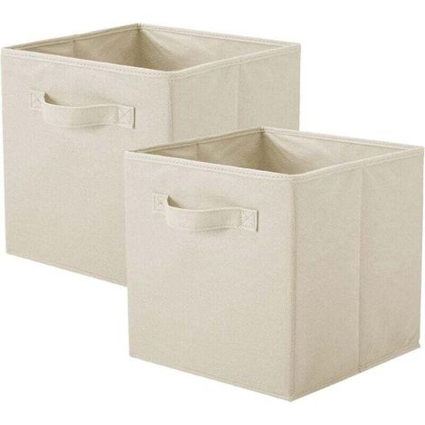 Bacs de rangement, cubes de rangement pliables en tissu et tiroir de rangement en tissu pour placard et rangement de jouets, lot de 2 (beige) (1/4)