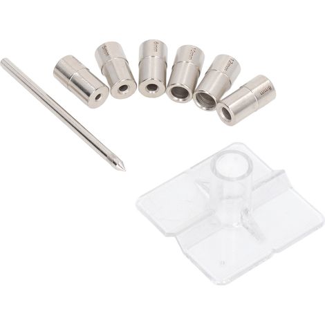 Kit de 8 gabarits de perçage autocentrants avec 6 tailles de mèches, guides en acier et poinçons de centrage pour assemblages précis (1/5)