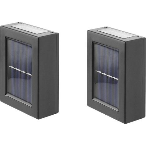 Lampada da parete solare LED a 2 livelli (alto e basso), luce calda 2700 K, per recinzioni, giardini, terrazze e paesaggi – Dimensioni: 10 × 7,5 × 3 cm