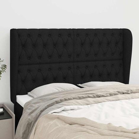 vidaXL Tête de lit avec oreilles Noir 163x23x118/128 cm Tissu (1/5)
