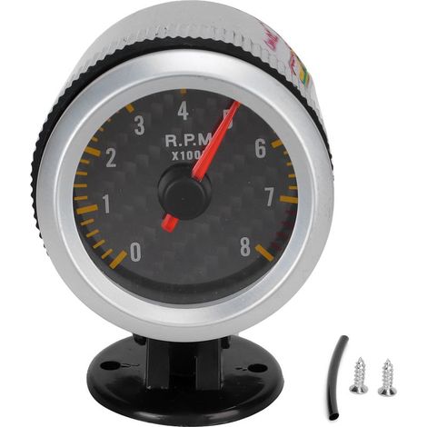 Tachymètre 52 mm/2,05 pouces 0-8000 tr/min pointeur de panneau en fibre de carbone 12 V universel pour moteurs 4 6 8 cylindres SUV (1/5)