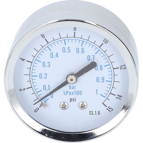 Manomètre axial double échelle 0 à 1bar/kpax100 15Psi 1/4in NPT 2,5in, compteur à cadran pour Air, eau, carburant