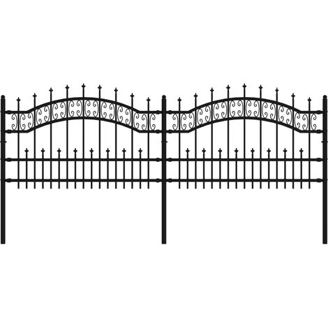 Grillage rouleau，Clôture de jardin avec sommet de lance Noir 115 cm CFW1264000 (1/5)