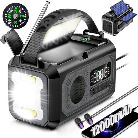 Filiyano – lampe torche – Radio météo d'urgence à manivelle avec lampe torche, alarme SOS, boussole et lampe de lecture pour une utilisation en (1/5)