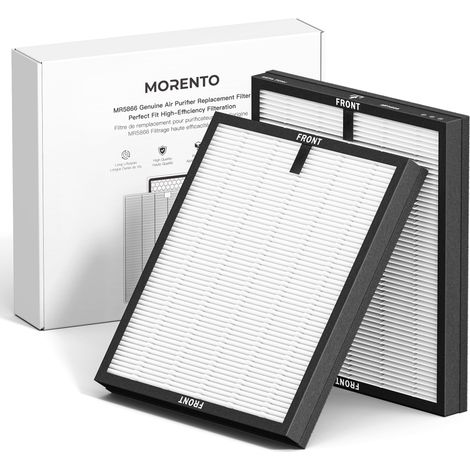 Lot de 2 Filtres HEPA Compatible avec Purificateur d'Air MR5866 Pour Poussière, Squames d'Animaux, Fumée, Pollen Pour Chambre à Coucher et Bureau, 2 Pack (1/5)