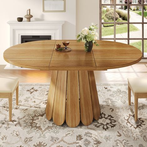 Mesa de comedor extensible 118x158x76.8 cm marrón en MDF y metal con tablero ocultable (1/5)