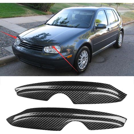 2 Stück Scheinwerferblenden aus Kohlefaser, kompatibel mit Golf 4 MK4 IV 1999-2004, Projektor-Augenbrauenabdeckungen aus Kohlefaser (1/5)