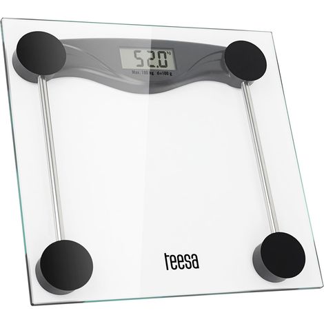 Balance de salle de bain numérique en verre avec grand écran LCD 180 kg (1/5)