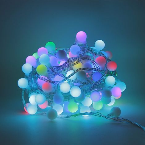 Wisdom Line stringa catena 16 mt serie da 160 luci per albero di Natale a led palla Multicolore RGB cavo trasparente con 8 giochi di luce e memoria per uso esterno interno (1/5)