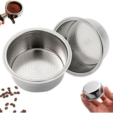 Juego de filtros de precisión para espresso, soporte para filtro de café, plateado, filtro de café de acero inoxidable, accesorios para preparar café en casa, espresso de acero inoxidable (1/5)