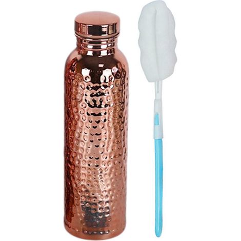 Bouteille d'eau en cuivre martelé 800 ml, en acier inoxydable, étanche, pour réfrigérateur, bureau, salle de sport, maison (1/5)