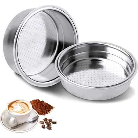 Filtro de café de 51 mm, soporte para filtro de café, filtro de café de acero inoxidable de 51 mm, filtro de café reutilizable de acero inoxidable para cafeteras presurizadas de 1 y 2 tazas. (1/5)