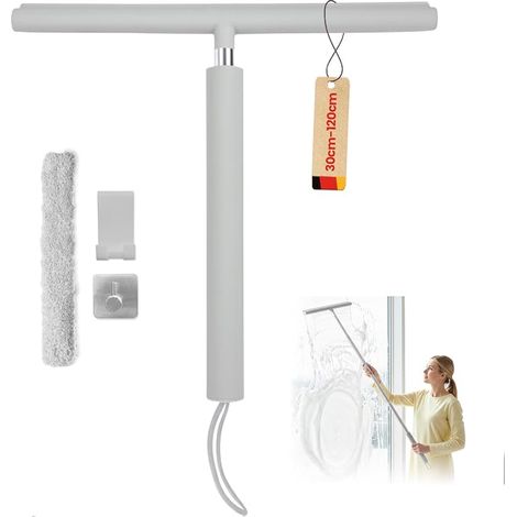 Raclette Douche Rétractable 30 à 120 cm, Silicone Raclette Vitre, Raclett Vitre Douche Support, Fenêtre, Salle De Bain, Miroir, Verre, Carrelage(Gris) (1/5)