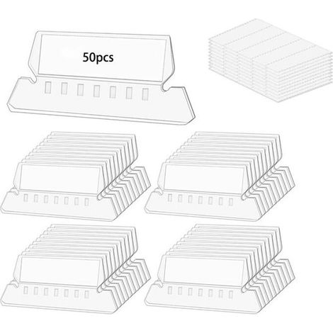 Étiquette - 50 Pièces - Porte-étiquettes pour Dossier Suspendu - PVC - avec 50 Inserts - Étiquettes de Dossiers Suspendus - Étiquettes pour Dossiers Suspendus - Convient aux Espaces d'Étude, Écoles et (1/5)
