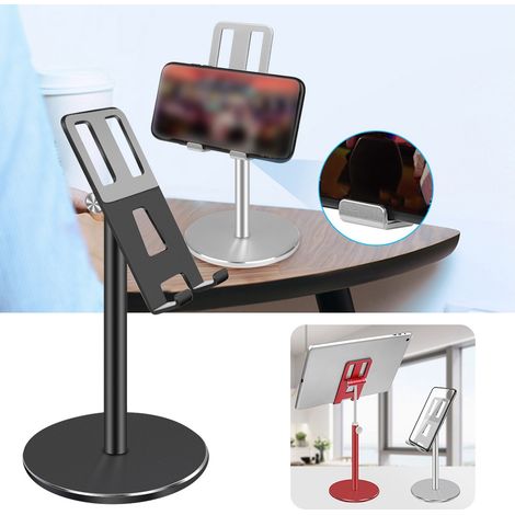Universeller Handyhalter, höhen- und winkelverstellbar, Tischständer mit stabilem Fuß, schwarz, für Smartphones und Tablets (1/5)