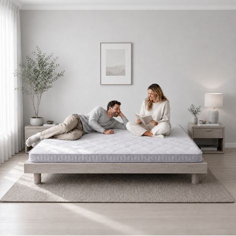 Matelas à ressorts ensachés 7 zones 90 x 190 x 10 cm H3 blanc OEKO-TEX DESVIAE (1/5)