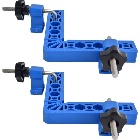 2 Sets 90° Positionierwinkel L-förmiger rechtwinkliger verstellbarer Eckverbinder für Holzbearbeitung (Blau) (1/5)