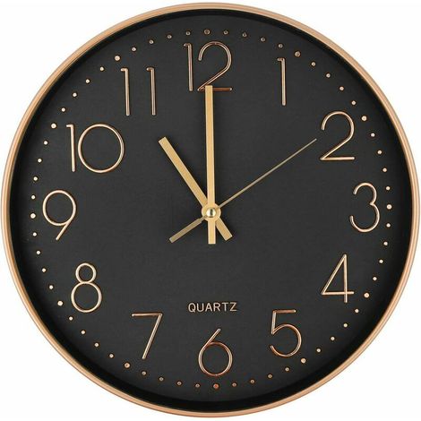 RoseModern Silent Quartz Wall Clock 30cm,Oversized Numbers Round Wall Clock,for Home,Kitchen,Bedroom,Office,School,(Rose Gold) (1/5)