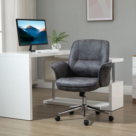 Sedia da ufficio Vinsetto, sedia da scrivania, regolabile in altezza, con funzione dondolo, girevole, in acciaio, grigio scuro, 67 x 69 x 102 cm (1/5)