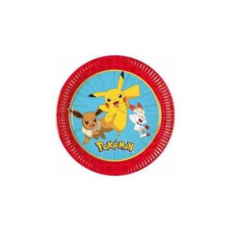 Platos de papel Pokémon de 20 cm, 8 unidades