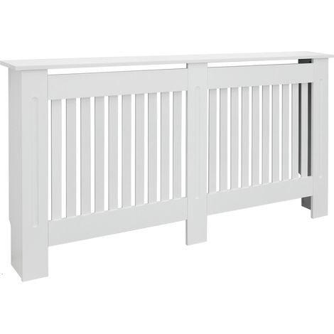 ECD Germany Cubierta del Radiador 152x19x82 cm MDF Blanco Lacado Revestimiento Protector Moderno de Calefacción Estilo Rústico Superficie de Estantería Útil de Madera para Sala de Estar Dormitorio (1/5)