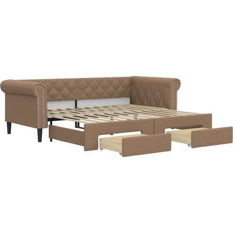Maison Exclusive - Divano Letto Estraibile Cassetti Cappuccino 90x200cm Similpelle (1/5)