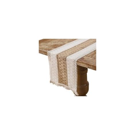 Chemin de Table en Lin de Coton, Chemin de Table en Toile de Jute avec des Glands, 30 x 180 cm (1/5)