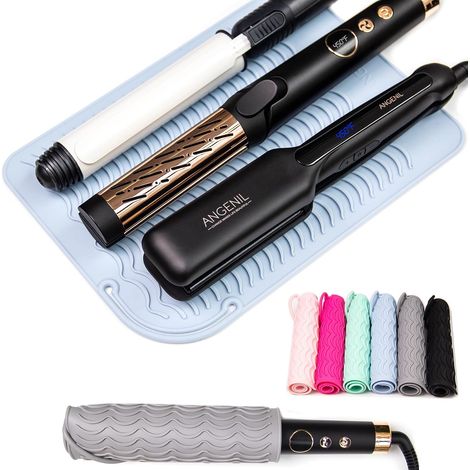 Grand Boucleur a Cheveux Tapis Pochette Resistant a la Chaleur de Silicone Pour Lisseur Vapeur, fer a Boucler, Seche Cheveux, fer a Lisser Epais, Brosse Chauffante Lissante