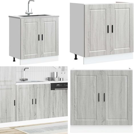 vidaXL Meuble bas pour évier Porto sonoma gris bois ingénierie (1/5)