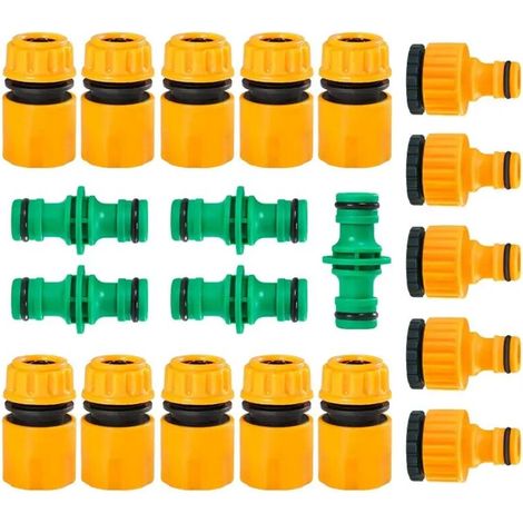(C) Kit de raccordement rapide pour robinet d'arrosage, 4 raccords de tuyau d'eau, rallonge, combinaison de raccords de tuyau d'eau